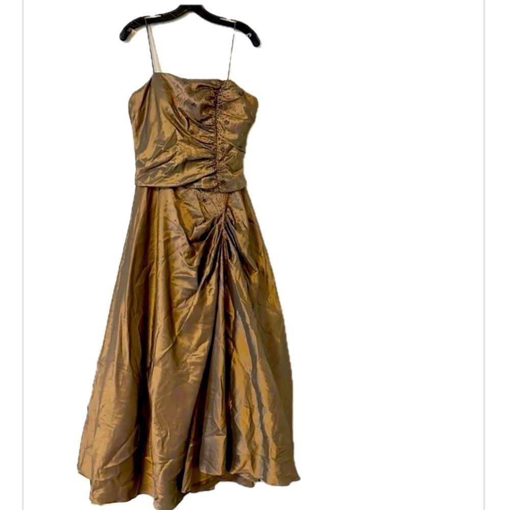 Bicici Strapless Formal Gown Full Skirt Strapless Bronze - Picture 2 of 7